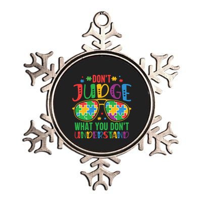 Don't Judge What You Don't' Understand Autism Awareness Month Metallic Star Ornament
