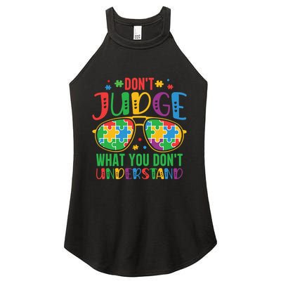 Don't Judge What You Don't' Understand Autism Awareness Month Women's Perfect Tri Rocker Tank