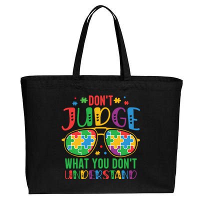 Don't Judge What You Don't' Understand Autism Awareness Month Cotton Canvas Jumbo Tote