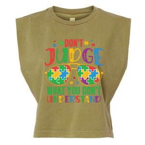 Don't Judge What You Don't' Understand Autism Awareness Month Garment-Dyed Women's Muscle Tee