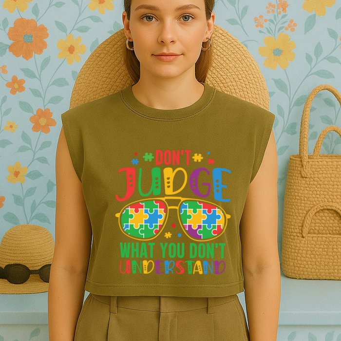 Don't Judge What You Don't' Understand Autism Awareness Month Garment-Dyed Women's Muscle Tee