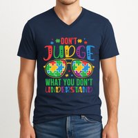 Don't Judge What You Don't' Understand Autism Awareness Month V-Neck T-Shirt
