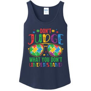 Don't Judge What You Don't' Understand Autism Awareness Month Ladies Essential Tank