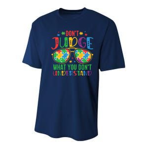 Don't Judge What You Don't' Understand Autism Awareness Month Youth Performance Sprint T-Shirt