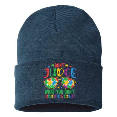 Don't Judge What You Don't' Understand Autism Awareness Month Sustainable Knit Beanie