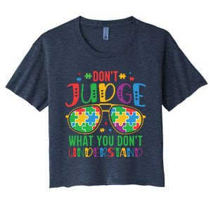 Don't Judge What You Don't' Understand Autism Awareness Month Women's Crop Top Tee