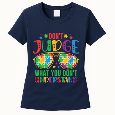 Don't Judge What You Don't' Understand Autism Awareness Month Womens T-Shirt
