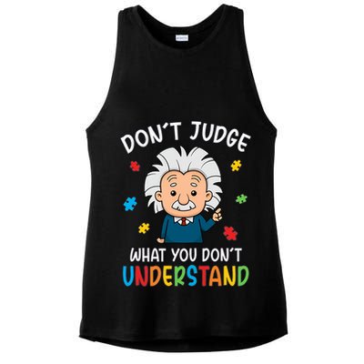 Don't Judge What You Don't Understand Autism Awareness Albert Einstein Ladies PosiCharge Tri-Blend Wicking Tank