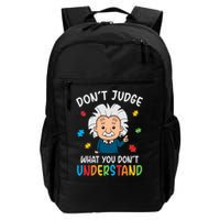 Don't Judge What You Don't Understand Autism Awareness Albert Einstein Backpack