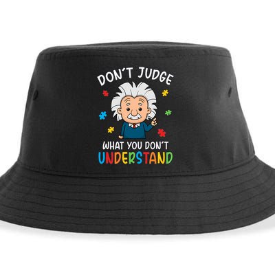 Don't Judge What You Don't Understand Autism Awareness Albert Einstein Sustainable Bucket Hat