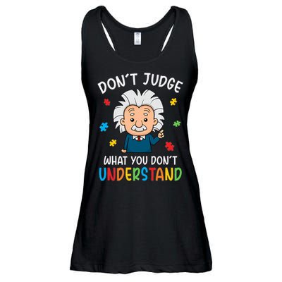 Don't Judge What You Don't Understand Autism Awareness Albert Einstein Ladies Essential Flowy Tank