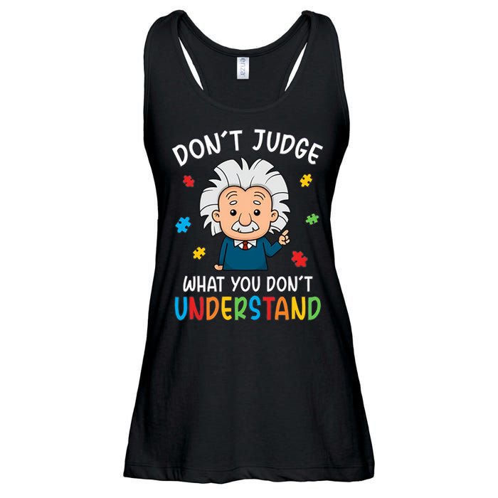 Don't Judge What You Don't Understand Autism Awareness Albert Einstein Ladies Essential Flowy Tank