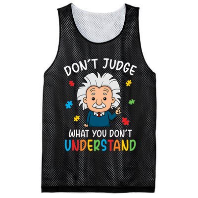 Don't Judge What You Don't Understand Autism Awareness Albert Einstein Mesh Reversible Basketball Jersey Tank