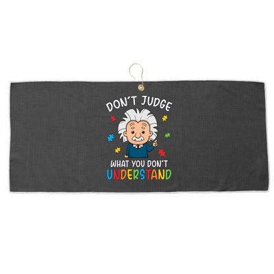 Don't Judge What You Don't Understand Autism Awareness Albert Einstein Large Microfiber Waffle Golf Towel