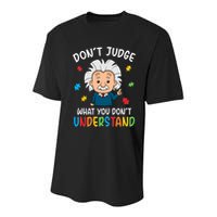 Don't Judge What You Don't Understand Autism Awareness Albert Einstein Youth Performance Sprint T-Shirt