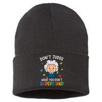 Don't Judge What You Don't Understand Autism Awareness Albert Einstein Sustainable Knit Beanie