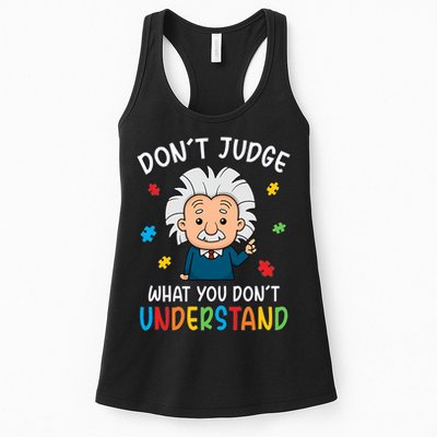 Don't Judge What You Don't Understand Autism Awareness Albert Einstein Womens Tank Top