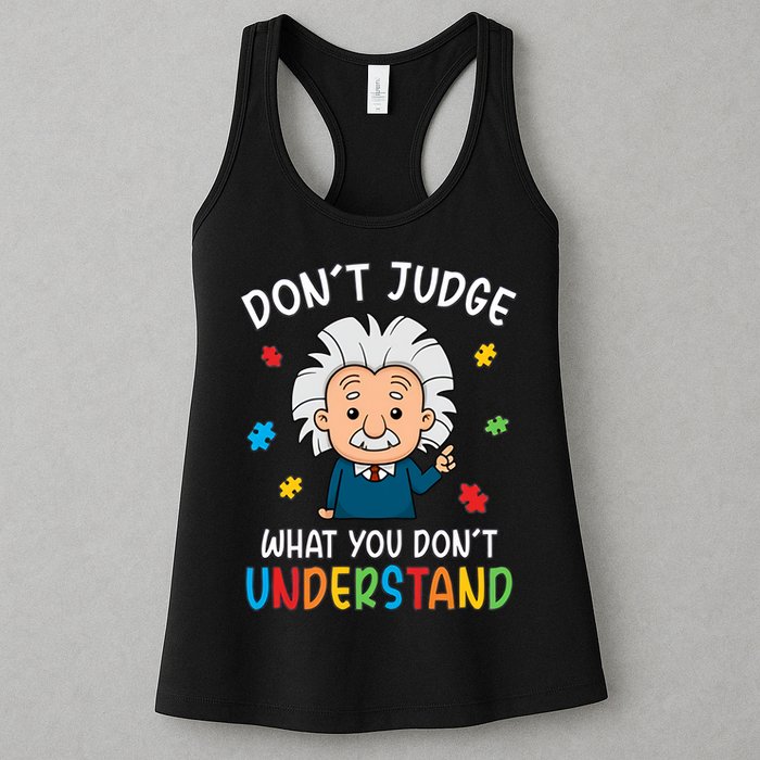 Don't Judge What You Don't Understand Autism Awareness Albert Einstein Womens Tank Top