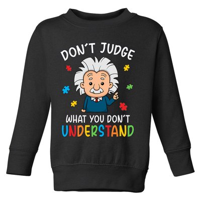 Don't Judge What You Don't Understand Autism Awareness Albert Einstein Toddler Sweatshirt