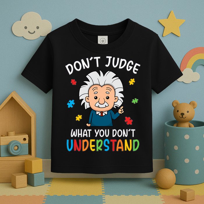 Don't Judge What You Don't Understand Autism Awareness Albert Einstein Toddler T-Shirt
