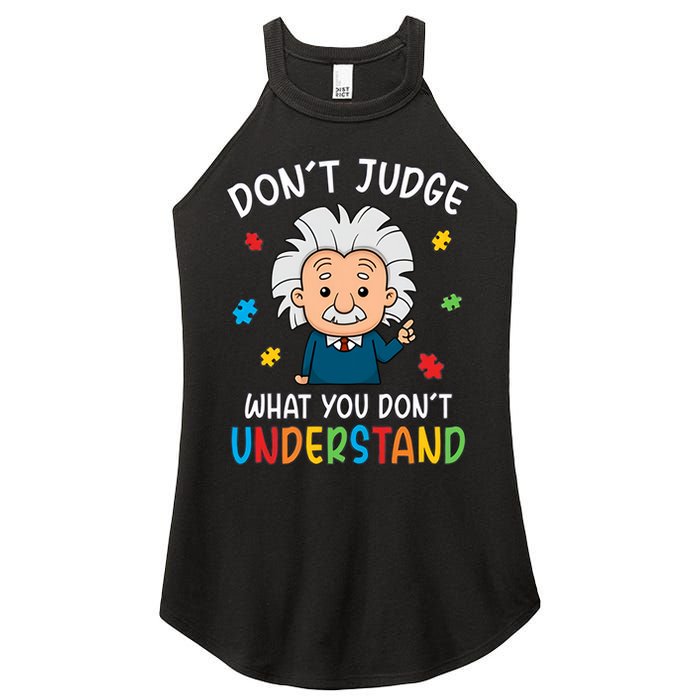 Don't Judge What You Don't Understand Autism Awareness Albert Einstein Women's Perfect Tri Rocker Tank