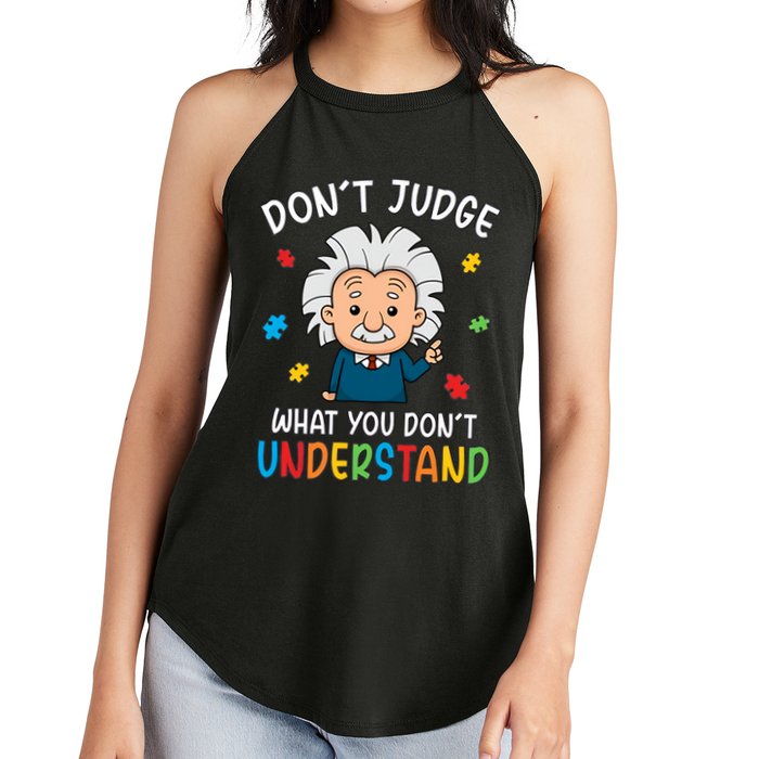 Don't Judge What You Don't Understand Autism Awareness Albert Einstein Women's Perfect Tri Rocker Tank