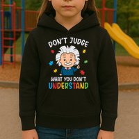 Don't Judge What You Don't Understand Autism Awareness Albert Einstein Kids Hoodie