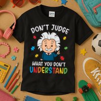 Don't Judge What You Don't Understand Autism Awareness Albert Einstein Kids T-Shirt