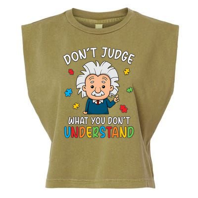 Don't Judge What You Don't Understand Autism Awareness Albert Einstein Garment-Dyed Women's Muscle Tee
