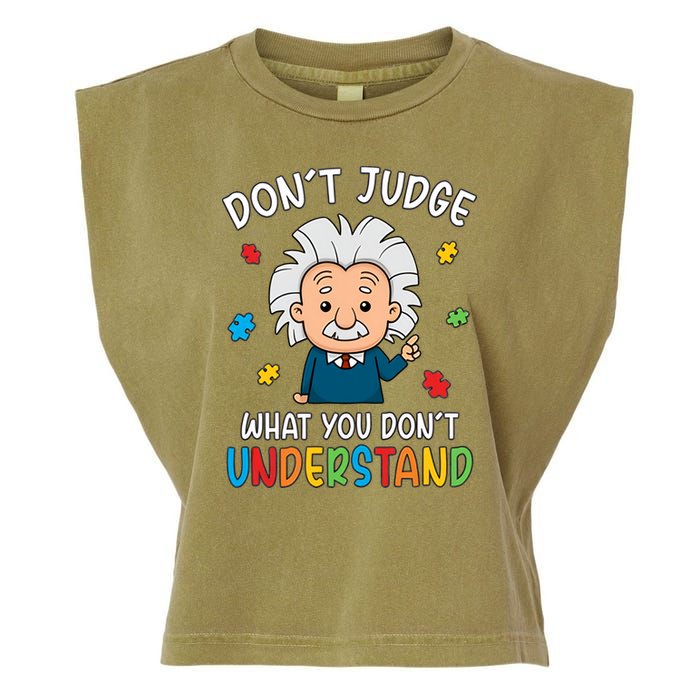 Don't Judge What You Don't Understand Autism Awareness Albert Einstein Garment-Dyed Women's Muscle Tee