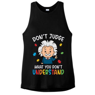 Don't Judge What You Don't Understand Autism Awareness Albert Einstein Ladies PosiCharge Tri-Blend Wicking Tank