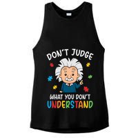 Don't Judge What You Don't Understand Autism Awareness Albert Einstein Ladies PosiCharge Tri-Blend Wicking Tank