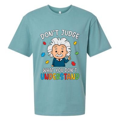 Don't Judge What You Don't Understand Autism Awareness Albert Einstein Sueded Cloud Jersey T-Shirt