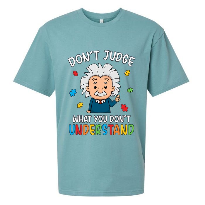 Don't Judge What You Don't Understand Autism Awareness Albert Einstein Sueded Cloud Jersey T-Shirt