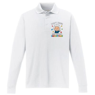 Don't Judge What You Don't Understand Autism Awareness Albert Einstein Performance Long Sleeve Polo