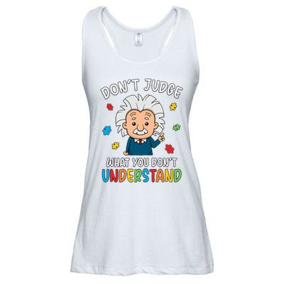 Don't Judge What You Don't Understand Autism Awareness Albert Einstein Ladies Essential Flowy Tank
