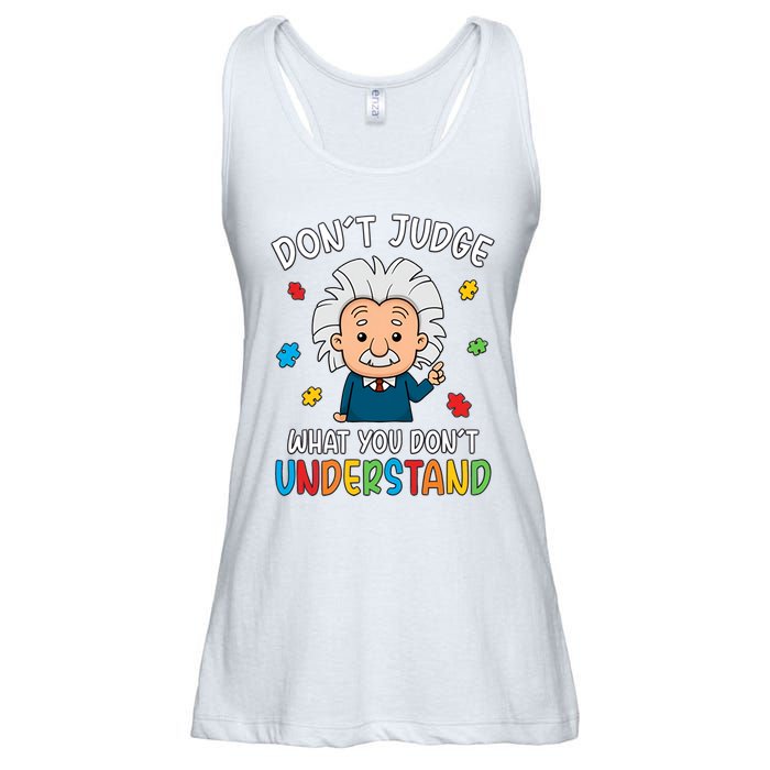 Don't Judge What You Don't Understand Autism Awareness Albert Einstein Ladies Essential Flowy Tank