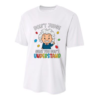 Don't Judge What You Don't Understand Autism Awareness Albert Einstein Youth Performance Sprint T-Shirt