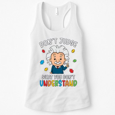 Don't Judge What You Don't Understand Autism Awareness Albert Einstein Womens Tank Top