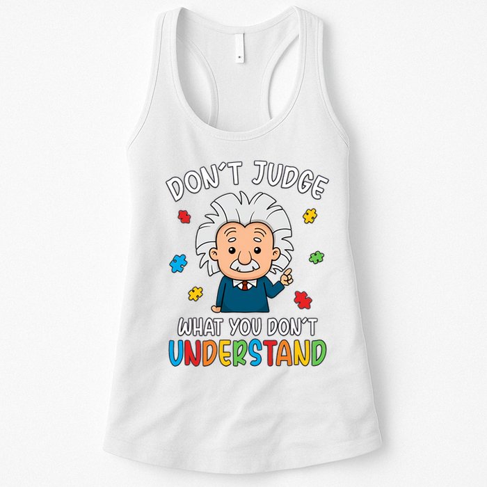 Don't Judge What You Don't Understand Autism Awareness Albert Einstein Womens Tank Top