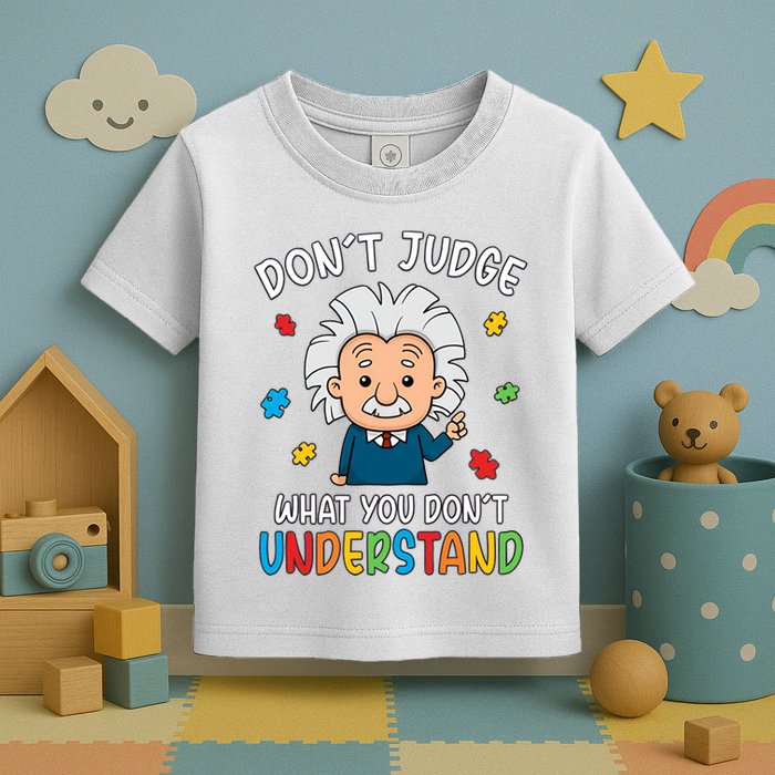 Don't Judge What You Don't Understand Autism Awareness Albert Einstein Toddler T-Shirt