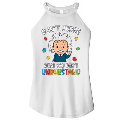 Don't Judge What You Don't Understand Autism Awareness Albert Einstein Women's Perfect Tri Rocker Tank