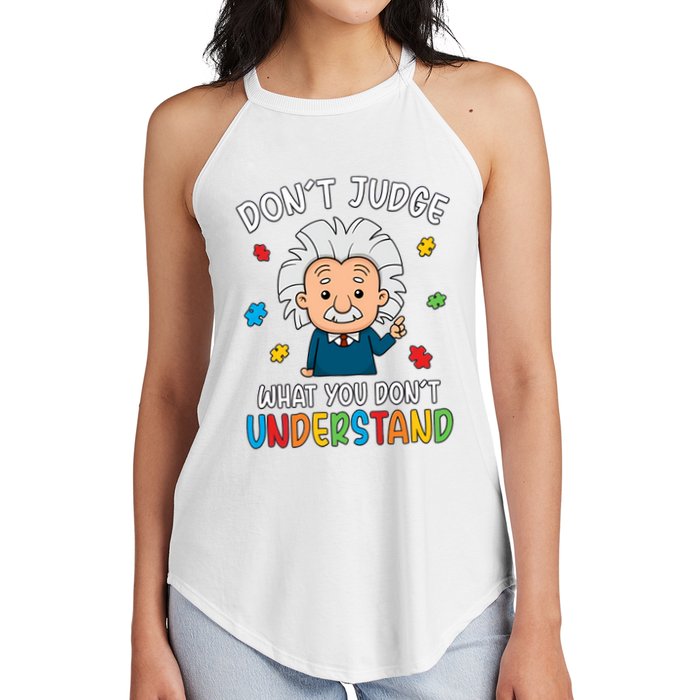Don't Judge What You Don't Understand Autism Awareness Albert Einstein Women's Perfect Tri Rocker Tank