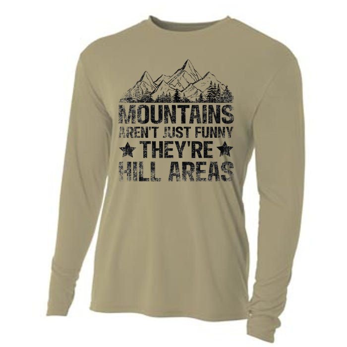 Dad Joke Word Pun Mountains ArenT Funny TheyRe Hill Areas Cooling Performance Long Sleeve Crew