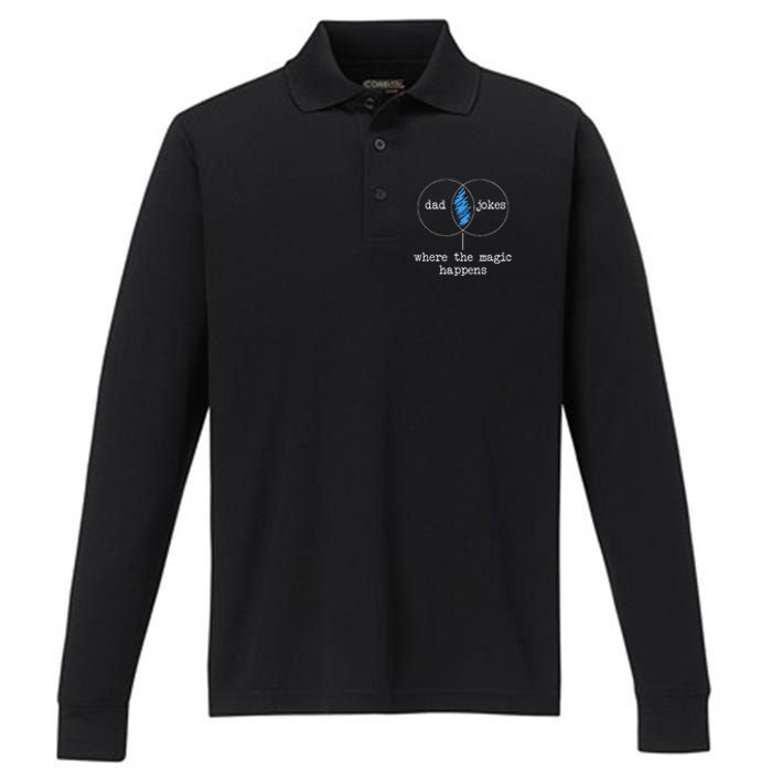 Dad Jokes Where The Magic Happens Performance Long Sleeve Polo