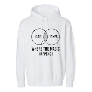 Dad jokes where the magic happens funny father's day Garment-Dyed Fleece Hoodie