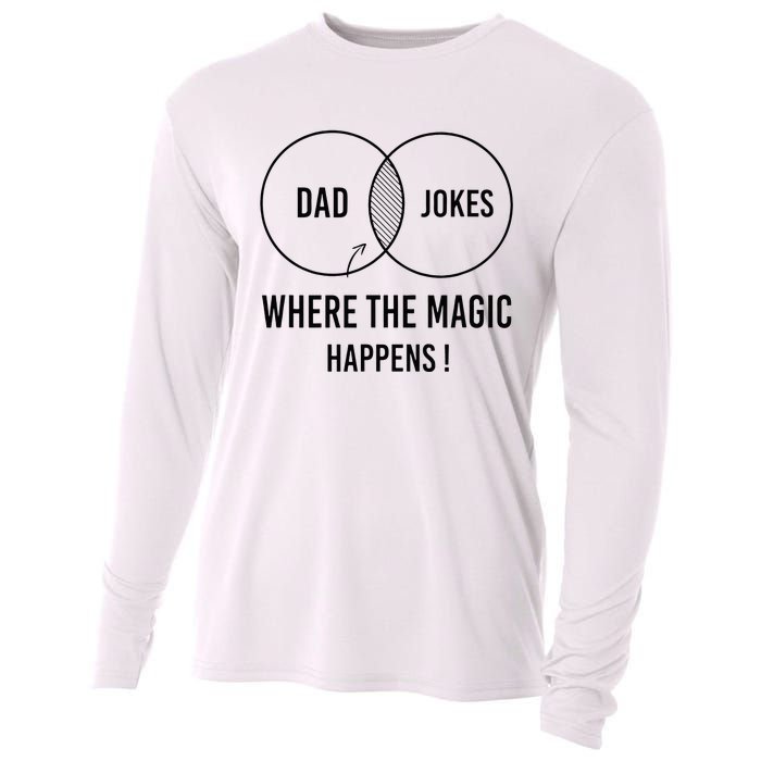 Dad jokes where the magic happens funny father's day Cooling Performance Long Sleeve Crew