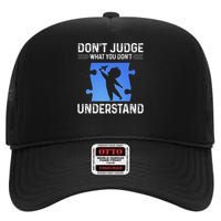 Dont Judge What You Dont Understand Autism Airplane High Crown Mesh Back Trucker Hat