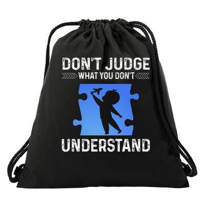 Dont Judge What You Dont Understand Autism Airplane Drawstring Bag