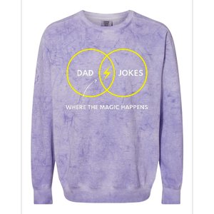 Dad Jokes Where The Magic Happens Funny Father Venn Diagram Colorblast Crewneck Sweatshirt